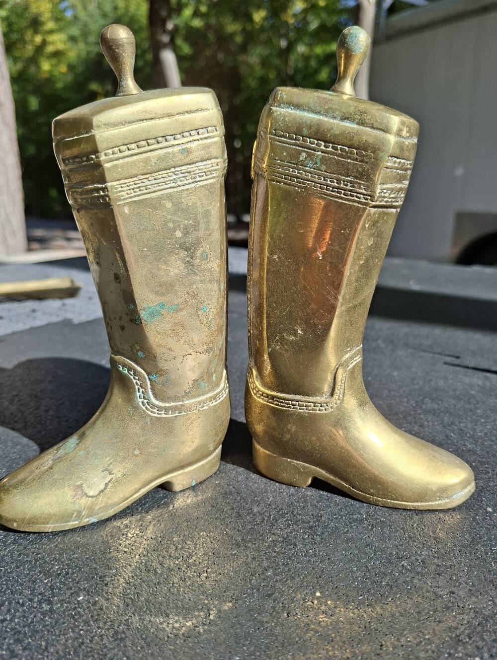 Vintage Brass Cowboy Riding Boots Equestrian Western Bookends Ralph Lauren Style - Picture 8 of 14